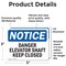 Signmission Danger Elevator Shaft Keep Closed, 5 in W x Rectangle, Vinyl Decal OS-2PACK-NS-D-35-L-10902 - alternate 2